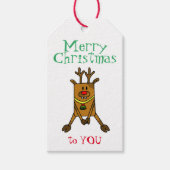 Rendier Grappig Kinder Kerstvakantie Cadeaulabel (Voorkant)