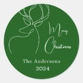 Rendier Groen doodle modern Kerstmis Ronde Sticker (Voorkant)