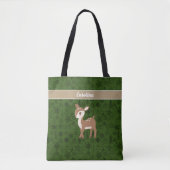 Rendier - groen patroon monogram tote bag (Voorkant)