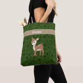 Rendier - groen patroon monogram tote bag (Dichtbij)