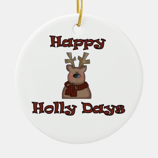 Rendier Happy Holly Days Ornament (Voorkant)