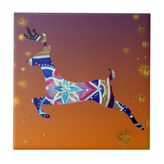 Rendier herten mandala keramische foto Tegel Tegeltje (Voorkant)