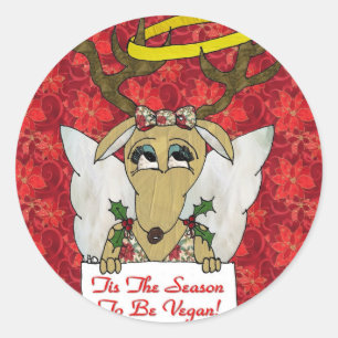 Rendier Het Is Tijd Om Veganistische Cadeaus Kledi Ronde Sticker