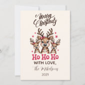 Rendier Ho Ho Ho Kerstmis Feestdagenkaart (Voorkant)