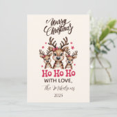 Rendier Ho Ho Ho Kerstmis Feestdagenkaart (Staand voorkant)
