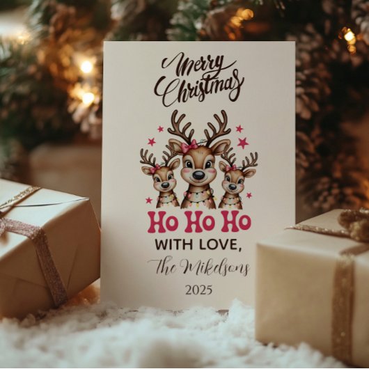 Rendier Ho Ho Ho Kerstmis Feestdagenkaart