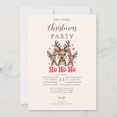 Rendier Ho Ho Ho Kerstmis Kaart (Voorkant)