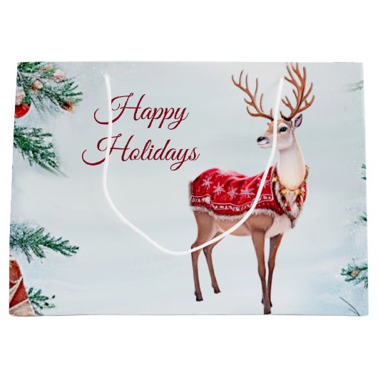 Rendier Holiday Gift Bag Groot Cadeauzakje (Voorkant)