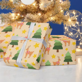 Rendier Holiday Magic Kerstboom Naadloos Cadeaupapier