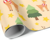 Rendier Holiday Magic Kerstboom Naadloos Cadeaupapier (Rol Hoek)