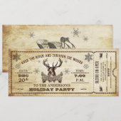  Rendier Holiday Party Ticket Invitation Kaart (Voorkant / Achterkant)
