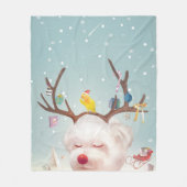 Rendier Hond met Kerstmis Ornamenten Fleece Deken (Voorkant)