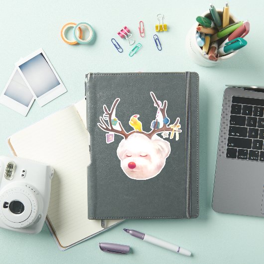 Rendier Hond met Kerstmis Ornamenten Sticker (iPad Cover)