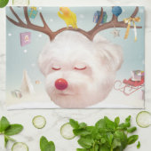 Rendier Hond met Kerstmis Ornamenten Theedoek (Gevouwen)