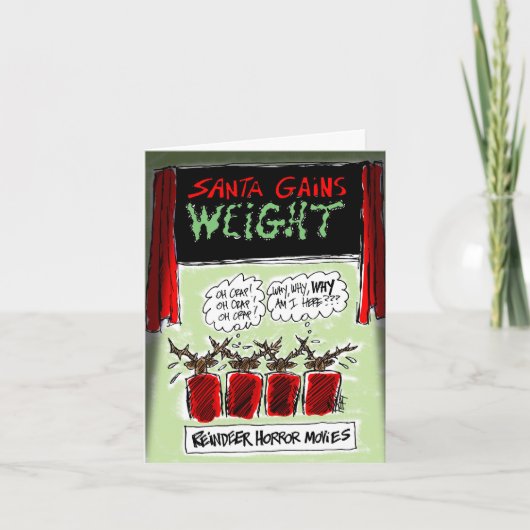 Rendier Horror Films Cartoon Kerst Kaart! Feestdagen Kaart (Voorkant)
