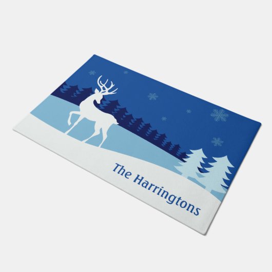 Rendier Illustratie aangepaste naam deurmat (Schuin)