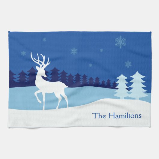Rendier illustratie aangepaste naam keukenhanddoek (Horizontaal)