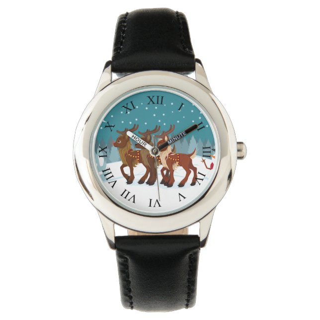 rendier in de sneeuw horloge (Voorkant)