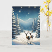 rendier in de sneeuw kaart (Gele Bloem)