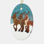 rendier in de sneeuw keramisch ornament (Links)