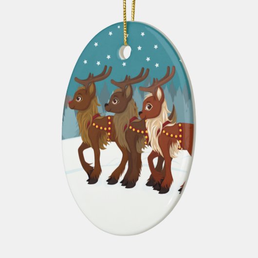 rendier in de sneeuw keramisch ornament (Links)