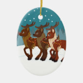 rendier in de sneeuw keramisch ornament (Voorkant)
