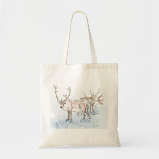 rendier in de sneeuw tote bag