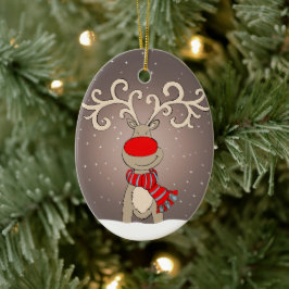 Rendier in de sneeuwgrijze ornament