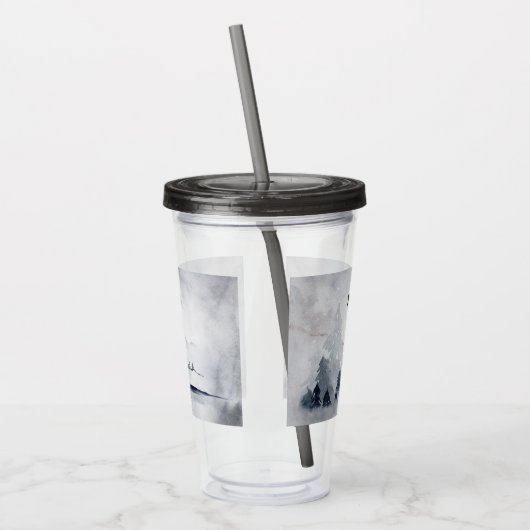 rendier in de Wilde Grijze Waterverf Kerstmis Acryl Drinkbeker (Links)