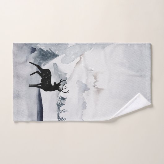 rendier in de Wilde Grijze Waterverf Kerstmis Bad Handdoek (Handdoek)