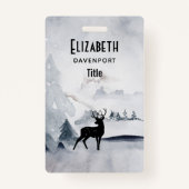 rendier in de Wilde Grijze Waterverf Kerstmis Badge (Achterkant)