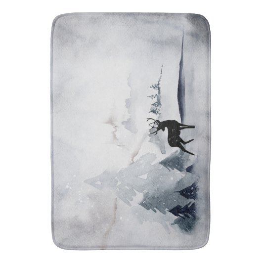 rendier in de Wilde Grijze Waterverf Kerstmis Badmat (Voorkant Verticaal)