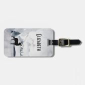 rendier in de Wilde Grijze Waterverf Kerstmis Bagagelabel (Voorkant horizontaal)