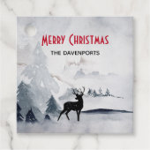 rendier in de Wilde Grijze Waterverf Kerstmis Bedankjes Labels (Voorkant)