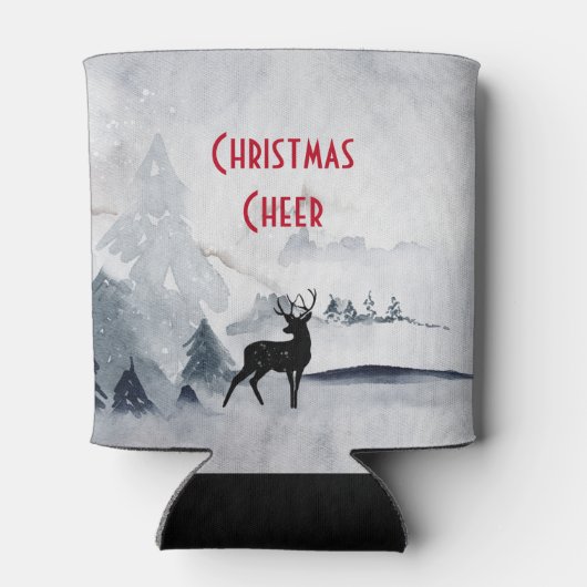 rendier in de Wilde Grijze Waterverf Kerstmis Blikjeskoeler (Achterkant)