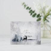 rendier in de Wilde Grijze Waterverf Kerstmis Briefkaart (Staand voorkant)