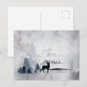rendier in de Wilde Grijze Waterverf Kerstmis Briefkaart (Voorkant / Achterkant)