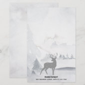 rendier in de Wilde Grijze Waterverf Kerstmis Briefpapier (Voorkant / Achterkant)