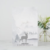 rendier in de Wilde Grijze Waterverf Kerstmis Briefpapier (Staand voorkant)