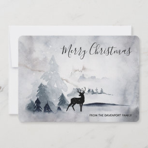 rendier in de Wilde Grijze Waterverf Kerstmis Feestdagenkaart