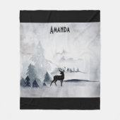 rendier in de Wilde Grijze Waterverf Kerstmis Fleece Deken (Voorkant)