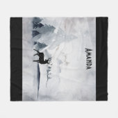 rendier in de Wilde Grijze Waterverf Kerstmis Fleece Deken (Voorkant (Horizontaal))