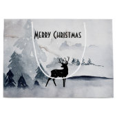 rendier in de Wilde Grijze Waterverf Kerstmis Groot Cadeauzakje (Voorkant)