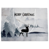 rendier in de Wilde Grijze Waterverf Kerstmis Groot Cadeauzakje (Achterkant)