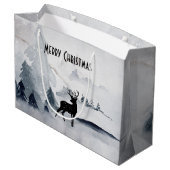 rendier in de Wilde Grijze Waterverf Kerstmis Groot Cadeauzakje (Achterkant Gekanteld)