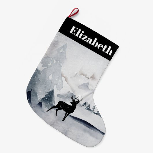 rendier in de Wilde Grijze Waterverf Kerstmis Grote Kerstsok (Voorkant (Hangend))