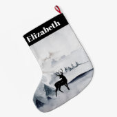 rendier in de Wilde Grijze Waterverf Kerstmis Grote Kerstsok (Achterkant (Hangend))