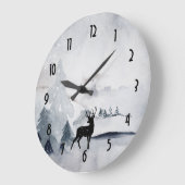 rendier in de Wilde Grijze Waterverf Kerstmis Grote Klok (Hoek)