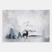 rendier in de Wilde Grijze Waterverf Kerstmis Inpakpapier Vel (Voorkant 3)