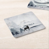 rendier in de Wilde Grijze Waterverf Kerstmis Kartonnen Onderzetters (Schuin)